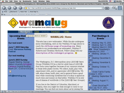 Site design as of May 14, 2003.