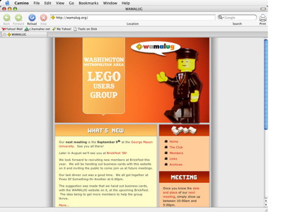 Site design as of August 19, 2006.