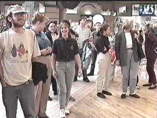 Chris, Buffie, Jenn, and Denise among others wait for the store to open.